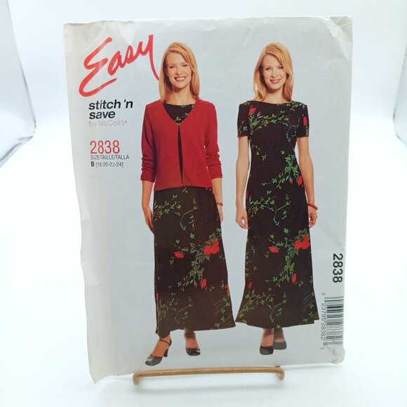UNCUT Vintage McCalls 2838 Stitch N Save Sewing Pattern Misses Sizes 18-22 Dress - Picture 1 of 2